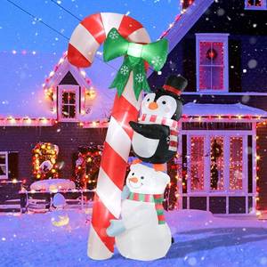 lot 4192 image: MUMTOP 8.6 Ft Tall Christmas Inflatables Outdoor Decorations, Inflatables Candy Cane with Snowman Penguin Christmas Blow up Yard Decorations Built-in LED Lights for Outdoor Party Holiday Decor