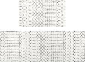 lot 4195 image: Kitchen Rugs and Mats Non Skid Washable Set of 2,Boho Moroccan Modern Farmhouse Faded Bohemian Runner Rug with Rubber Backing for Kitchen Decor and Accessories (Off-White 17x4717x30)