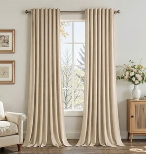 lot 4208 image: Tan Cotton Velvet Curtain one Panel 52x96 Inch 4 Panels