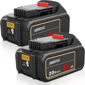 lot 4211 image: 2 Pack DCB206 20V MAX 6.0Ah Replacement Battery Compatible with Dewalt 20V Battery DCB200 DCB203 DCB204 DCB206 Fits 20V DCDDCFDCGDCS Series Cordless Power Tool (Not Made in Dewalt)