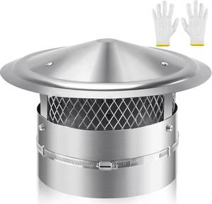 lot 4232 image: 8 Inch Chimney Cap, 8 Stainless Steel Cone Top Chimney Cap with Screen, Adjustable and Reinforced Round Chimney Cap, Chimney Cover for Vents,Rain Cap for All-Round Chimney,8 Inch Round Chimney Cap