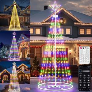 lot 4234 image: $164 Espird 12FT Outdoor Christmas Tree Prelit - LED Outside Christmas Tree Lights with Star, Music Sync, App & Remote Control, Timer, Smart Christmas Lighting Decoration for Garden & Yard Party