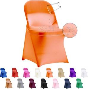 lot 4235 image: 12 PCS Waterproof Stretch Spandex Folding Chair Covers, Dining Room Chair Slipcovers Protector for Wedding, Banquet, Party, Holidays, Celebration and Decoration Orange