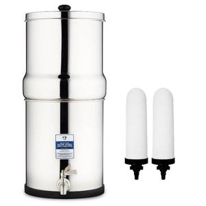 lot 4240 image: $250 Survivor Filter Ultra Gravity Water Filter System - Stainless Steel Countertop Gravity Fed Water Filter, 2.25 Gallon, for Home and Outdoors - Removes Bacteria, Viruses, and Parasites