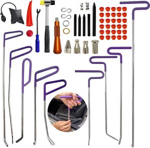 lot 4250 image: 59pcs Paintless Dent Rods Repair Tools with Knock Down Pens,Red Soft Caps,Red Wedge and More,Suitable Removal Hail Damage,Dings and More for Car Body Dent Repair