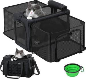 lot 4253 image: Pecute Cat Carrier Expandable, Airline Approved Cat Soft-Sided Carriers, Breathable Pet Carriers up to 5kg12lbs, Collapsible Cat Bag Carrier Great for Travel, Outdoor, Hiking, Camping, Dark Gray