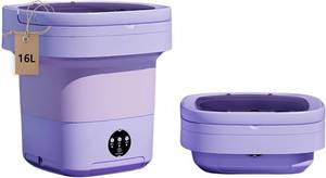 lot 4254 image: Portable Washing Machine, Mini Washer,16L Upgraded Large Capacity Foldable Washer.Deep Cleaning of Underwear, Baby Clothes and Other Small Clothes.Suitable for Apartments, Dormitories, Hotels.(Purple)