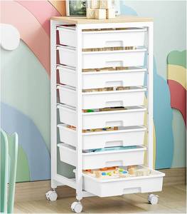 lot 4260 image: Rolling Cart with Drawers,8 Drawer Rolling Cart,Rolling Drawer Cart,Rolling Storage Drawer Cart,White Rolling Cart,Utility Cart with Drawers and Wooden Tabletop