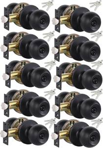 lot 4261 image: Lanwandeng (10 Pack) Black Door Knobs with Lock and All Keys Alike, InteriorExterior Door Knob for Bedroom or Bathroom, Entry Door Locks
