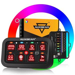 lot 4262 image: $156 Auxbeam 8 Gang Switch Panel RA80 Auto-Dimmable RGB Switch Panel wMomentary Toggle Pulsed, 12V-24V Automotive Aluminum Switch Panel for Truck Offroad Car Boat Waterproof, 3 Years Warranty