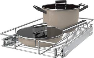 lot 4270 image: Pull Out Cabinet Organizer,14  21 Metal Slide Out Kitchen Cabinet Storage Shelf and Drawer Organizer NEED 15 W and 22 D Cabinet, Chrome Finish