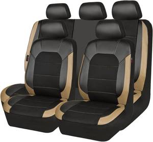 lot 4275 image: CAR PASS Leather seat Covers,Automotive Universal Sport car seat Cover Super 5mm Composite Sponge Inside,Airbag Compatible fits Most Cars, SUVs, Trucks, and Vans (Full Set,Black and Beige)