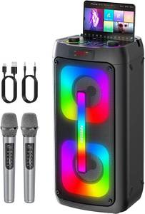 lot 4278 image: $130 Karaoke Machine & Portable PA System with 2 Wireless Microphones, Bluetooth Speaker, LED Lights, Bluetooth 5.3 & TWS Stereo, Supports Type-CUSBTFAUX for Home Party and Outdoor Gatherings