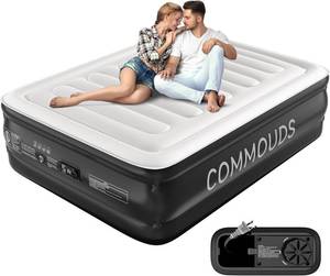lot 4280 image: COMMOUDS Queen Air Mattress with Built-in Pump, 18 Raised Blow up Mattress, Comfort Inflatable Mattress with Waterproof Flocked Top, Portable Airbed for Guests, Camping, Home & Travel Use, 660lbs Max