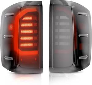 lot 4283 image: $140 LED Tail Lights Compatible with 2014-2018 Chevy Silverado 1500 2019 Silverado 1500 LD 2016-2019 Chevy 2500 HD 3500 HD 2016-2019 GMC Sierra, Bright Smoked Tail Lights, IP67 Waterproof, Pair