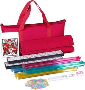lot 4286 image: Nova Microdermabrasion American Mahjong Mah Jongg Set 166 Tiles 4 All-in-One Color RackPushers Red Soft Bag Full Size Complete Mahjongg Ma Jong Set (Red)