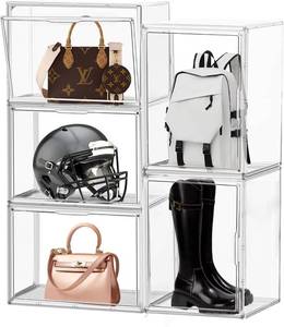 lot 4289 image: 5 Pack XX-Large Acrylic Display Case Purse Organizer Clear Plastic Handbag Storage Organizer for Closet Storage Bins for Boots, Big Bag, Backpack,Collectibles, Cosmetic