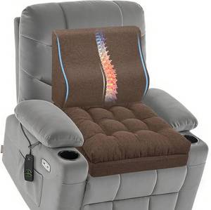 lot 4292 image: baibu Extra Large Memory Foam Recliner Cushions with Lumbar Support Pillow for Elderly, 20x20x5 Inch Thick Dual-Layer Patent Design Non-Slip Recliner Seat Cushion for Reduce Hip & Lumbar Pain, Brown