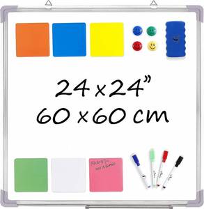 lot 4297 image: Whiteboard Set - Dry Erase Board 24 x 24 in with 1 Magnetic Eraser, 4 Dry Wipe Markers, 4 Magnets and 6 Magnetic Labels - Wall Hanging Reminder Kanban White Board for Home and Office (24x24 inch)