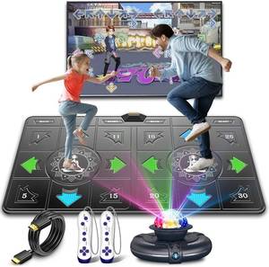 lot 4302 image: $160 FWFX Exercise Mat for Home Workouts - Interactive Dance Game Mat Connects to TV, 2-Player Kids Party Interactive Games, Active Sports & Yoga Mat for Adults & Family Fitness, Fun Gift (Gray)
