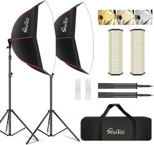 lot 4309 image: $155 Softbox Lighting Kit,37 Octangle Softbox Photography Lighting Kit with 110W 2700-6500K 11000Lux Dimmable LED Prismatic Lamp and Remote Control,Photo Studio Soft Box Lights for Video Recording
