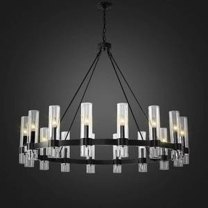lot 4311 image: $333 48 Inch Black Wagon Wheel Chandelier with Glass Shade, 16 Lights, Large Modern Farmhouse Style, Ideal for Dining Room, Kitchen, Entryways