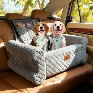 lot 4318 image: Dog Car Seat for MediumLarge Dogs up to 60 lbs, Memory Foam Dog Booster Seat with Thick Cushion, Pet Car Seat for Back with Detachable Washable Cover, Storage Pockets for SUV, Pick Up, Trunk, Grey