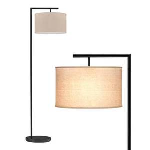 lot 4319 image: Montage Modern 60 in. Black LED Arc Floor Lamp with Tab Drum Shade
