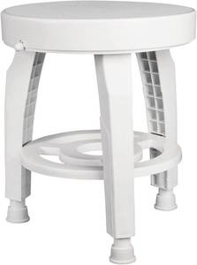 lot 5096 image: HealthSmart Swivel Shower Stool Seat with Storage Shelf, Rotating Shower Chair for Bathtub, Tool-Free Assembly, White