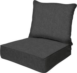 lot 5107 image: $113 Honeycomb Outdoor Heritage Deep Seat, 24 x 23, Textured Solid Charcoal Grey Chair Cushion with Removable Cover, for Patio Furniture