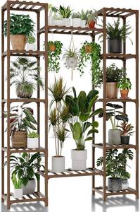 lot 5112 image: Plant Stand Indoor Outdoor 62.2  Tall Plant Shelf Large Tiered Flower Stands for Multiple Display Wood Hanging Planter Holder for Living Room Garden Balcony Patio Decor