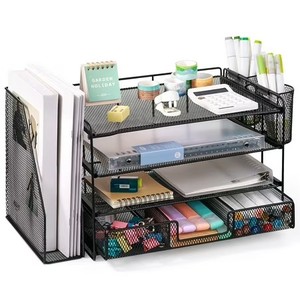 lot 5114 image: Livhil Desktop Organizer 4-Tier Desk Organizers Sets and Storage, File Organizers for Desk Drawer Organizer, Paper Organizer for Desk (Black)