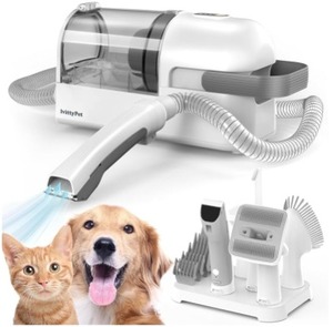 lot 5115 image: lvittyPet Pet Grooming Vacuum, Hair Trimmer for Dogs & Cats, 13000PA Suction, 5 Grooming Tools, Low Noise, 2.3L, for Shedding