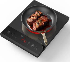 lot 5149 image: Electric Hot Plate,Nuopuplai Single Countertop Burner Portable Ceramic Cooktop For Cooking Ultra-thin Electric Stove Infrared Cooker,24-Hour Timer Child Safety Lock,Compatible With All Cookware 1800W