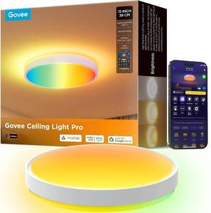 lot 5157 image: $130 Govee Smart Ceiling Light 4300LM, RGBIC LED Ceiling Light Fixture Works with Matter, Flush Mount Light Fixture, DIY Colors, 2700K-6500K Dimmable for Bedroom, Living Room, 15 Inch, 1 Pack