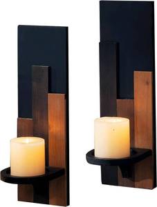lot 5166 image: Wood Rustic Candle Sconces, Set of 2 Wall-Mounted Pillar Candle Holders, Antique Classical Wooden Candleholder for Farmhouse, Fireplace, Living Room, Bedroom, Rustic Home Decor