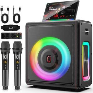 lot 5191 image: $130 Karaoke Machine, Portable Bluetooth 5.3 Speaker with 2 Wireless Microphones for Adults, PA System with Pitch Correction & Echo Adjustment, Supports TWSTF CardUSBAUXLive for Home Party