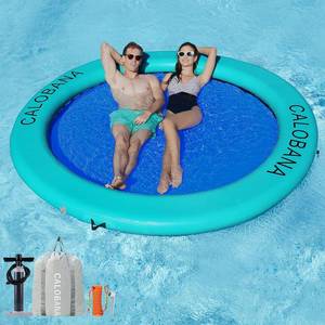 lot 5195 image: $240 Round Floating Ring Inflatable Water Hammock Heavy Duty River Floats Lake Raft for Adults Tanning Pool Lounger Float Island Platform Pad Mat for Party