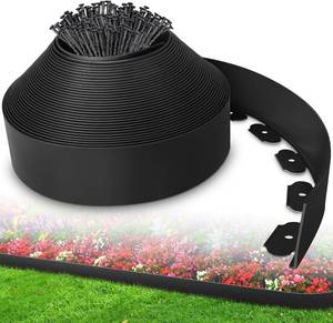 lot 5221 image: 4-Inch x 100 FT Landscape Edging Border with 150 Stakes, Plastic Garden Edging Border Kit, Flexible No Dig Lawn Edging Border for Garden Flower Beds Yard Pathway Paver (Black)