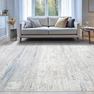 lot 5223 image: Washable Rugs 9X12 Area Rugs for Living Room- Modern Abstract Rugs for Bedroom,Dining Room,Large Soft Low Pile Carpet with Non Slip Rubber Backing,Neutral Accent Nursery Rug for Home Office