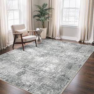 lot 5230 image: GENIMO Washable Area Rugs for Living Room, 8x10 Modern Non Slip Rugs, Low Pile Lightweight Soft Print Rug for Bedroom, Dining Room, Home Office, Gray Fog