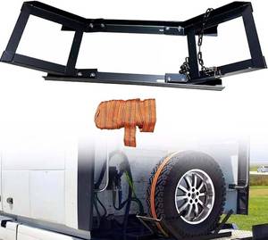 lot 5232 image: Adjustable Semi Truck Spare Tire Rack, Spare Tire Carrier Tire Mount Holder for Tractor Trailer Commercial Truck Versatile Secure Holder wRatchet Strap Chain