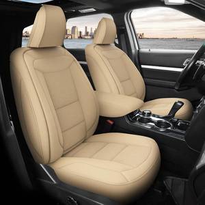 lot 5254 image: $270 GIANT PANDA Pu Leather Car Seat Covers Full Set Custom Fit Ford Explorer XLT,ST-LINE,Limited,Timberline 2020 2021 2022 2023 2024-7 Seats,Three-Row Model, Second Row 402040 Split- (Beige)