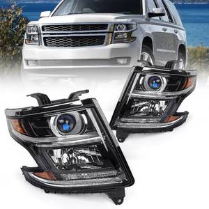lot 5262 image: $290 FIONE L&R Headlights Compatible with Chevy TahoeSuburban 2015-2020 LED DRL Halogen Headlamp Black Housing WO Bulbs Headlamp LeftRight Side