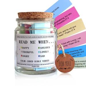 lot 494 image: Bible Verses in the Hope Jar Read Me When, Colored Bible Verses, Scripture Prayer Jar Bible Gifts for Women Church Faith Based - Retail $8