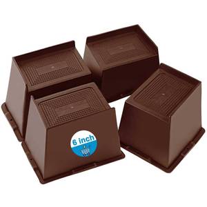 lot 507 image: Bed Risers 2 inch, 3 inch, 4 inch, 5 inch, 6 inch Heavy Duty, Oversized Furniture Riser for Couch Sofa Table Desk Chair Recliner Leg Frame Dorm, Support up to 6000 Lbs (Dark Brown 4 Pack, 6 inch) - Retail $24
