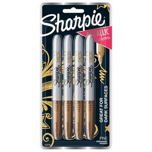 lot 518 image: ONLY TWO Sharpie Metallic Fine Point Permanent Marker, Gold, 2 - Retail $12