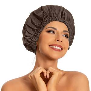 lot 530 image: Reusable Shower Cap for Women, Large Waterproof Shower Essentials Bonnet Washable Elastic Band Bath Hair Wrap Hat for Long Hair, Braids(Dark Coffee) - Retail $10