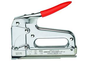 lot 536 image: Arrow T72 Heavy Duty Wire and Cable Staple Gun, Manual Stapler for Installing Wiring for Telecommunications, Internet, and Computer Cables, uses T72 Insulated Staples - Retail $51