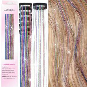 lot 541 image: 6Pcs Fairy Hair Tinsel Clip Kit - 20Inch Heat Resistant, Sparkly Hair Accessories for Women, Girls & Kids (Colorful) - Retail $2,358
